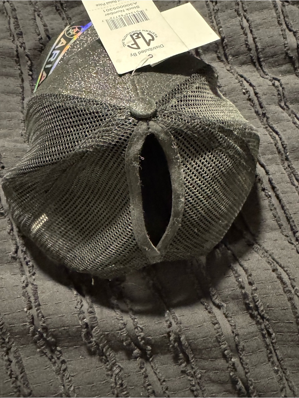 Ariat Black Sparkle Mesh Back Baseball Hat - Picture 2 of 2